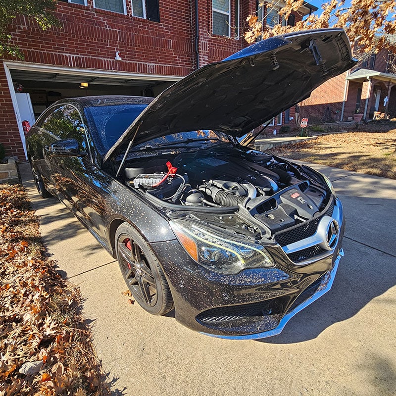 a car with the hood open